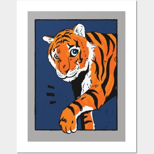 Cute Tiger Cub Vintage Illustration Posters and Art